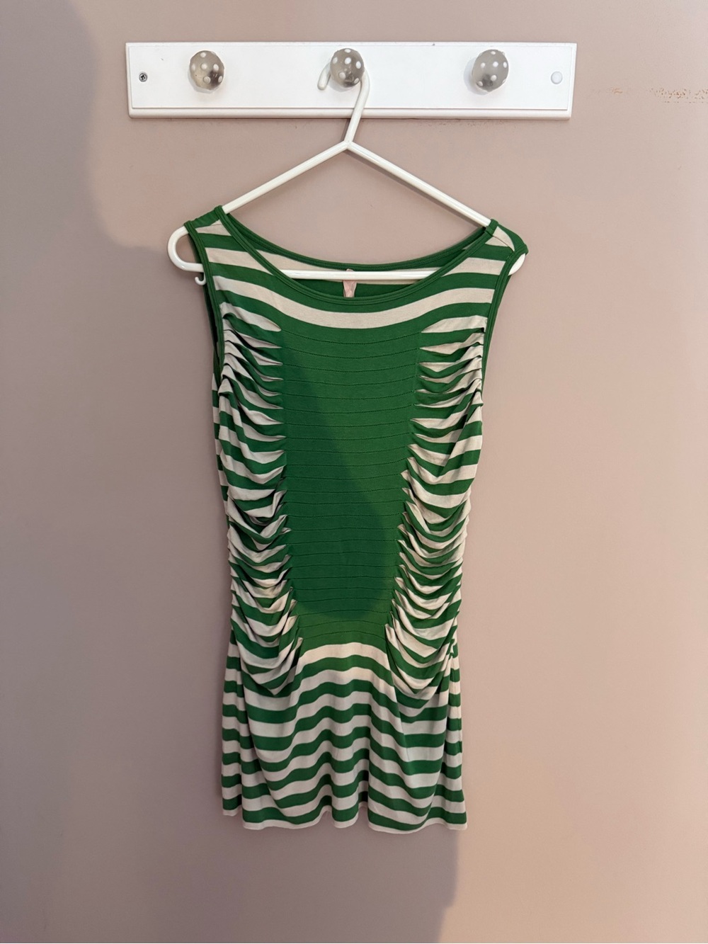 Green and Cream Striped Women's Tank Top